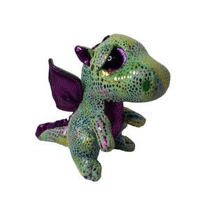 Ty Beanie Boos Cinder Green Metallic Dragon Plush 6 Inch Retired Toy 2015